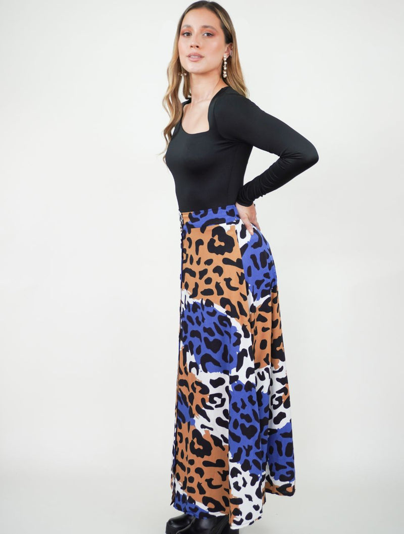 Falda para Mujer Animal Print  - Laia Animal Print Azul