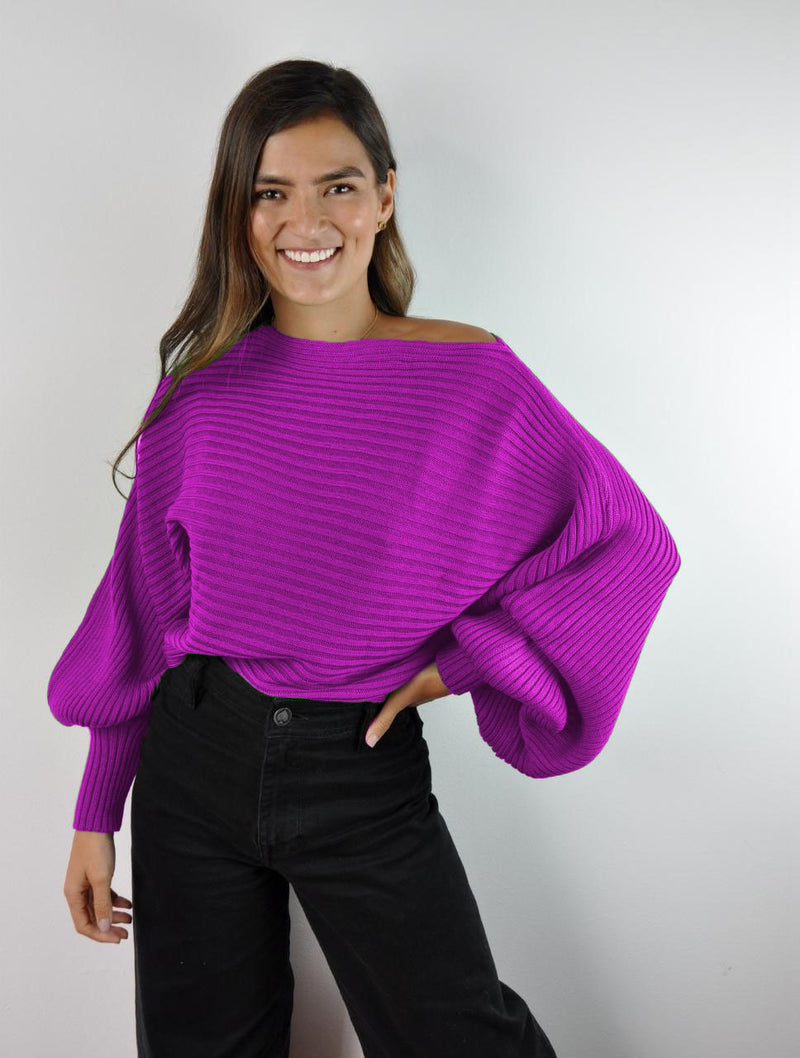 Suéter para Mujer Magenta Cuello Bandeja - Caeli Magenta