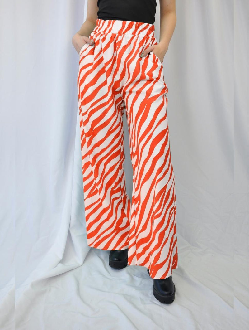Pantalón para Mujer Naranja Palazzo Tiro Alto - Yakarta Naranja