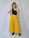 Pantalón para Mujer Amarillo Tipo Palazzo Tiro Alto Con Cremallera - Milonga Amarillo