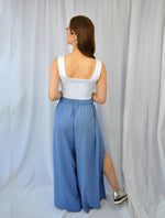 Pantalón para Mujer Azul Fluido Tiro Alto - Sevilla Azul