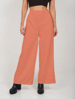 Pantalón para Mujer Naranja Tipo Palazzo Tiro Alto Con Cremallera - Arkansas Mandarina