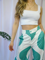 Pantalón para Mujer Verde Tipo Palazzo Tiro Alto - Bungalow Verde