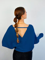 Suéter para Mujer Azul Petróleo Escote Cruzado Manga Campana - Marruecos Azul Petróleo